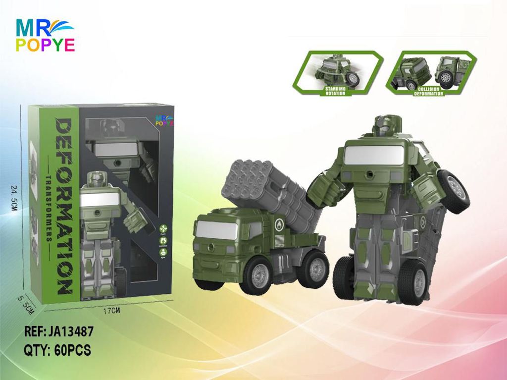 Robô Transformável por Colisão Militar Verde