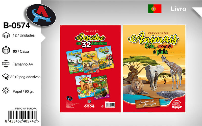 Livro "Animais - Cola, Escreve e Pinta"