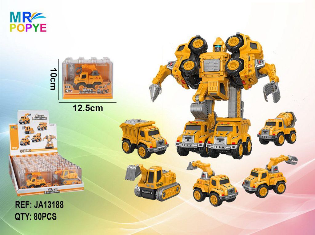 Robô 5 em 1 Metálico Construção Amarelo