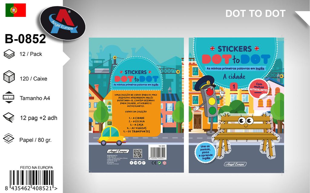 Livro Colorir Dot to Dot "As Minhas Primeiras Palavras em Inglês" A Cidade