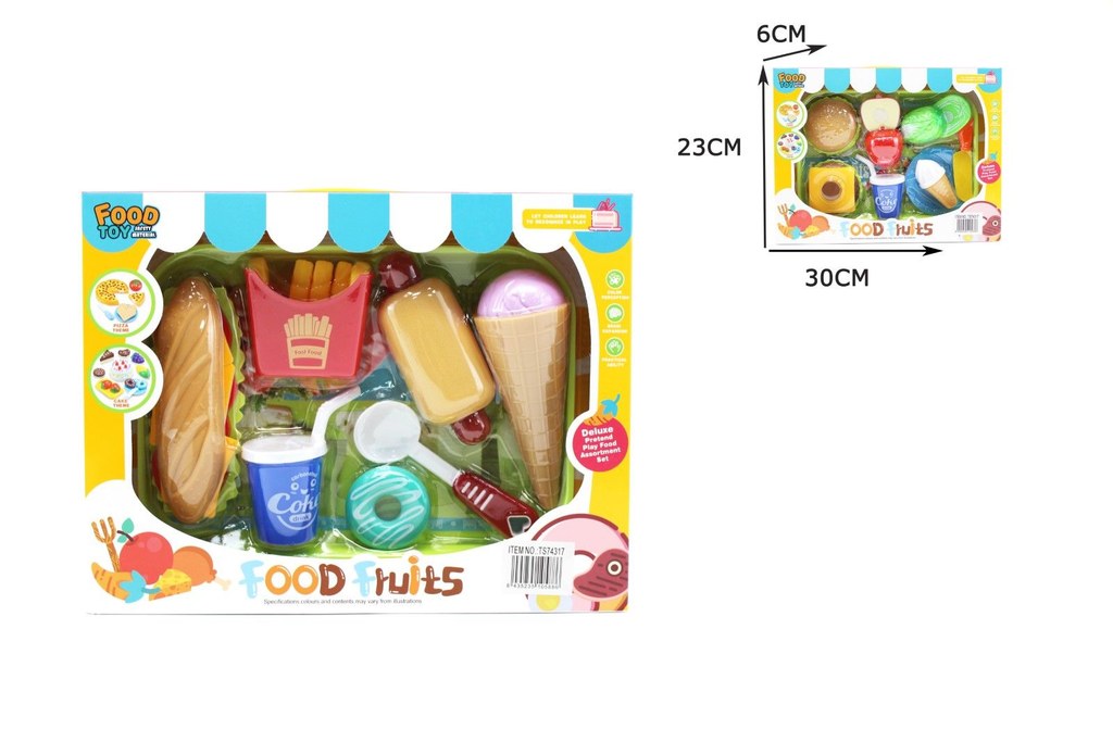 Conjunto Food Fruits com Pão e Gelado 30 x 23 Cm