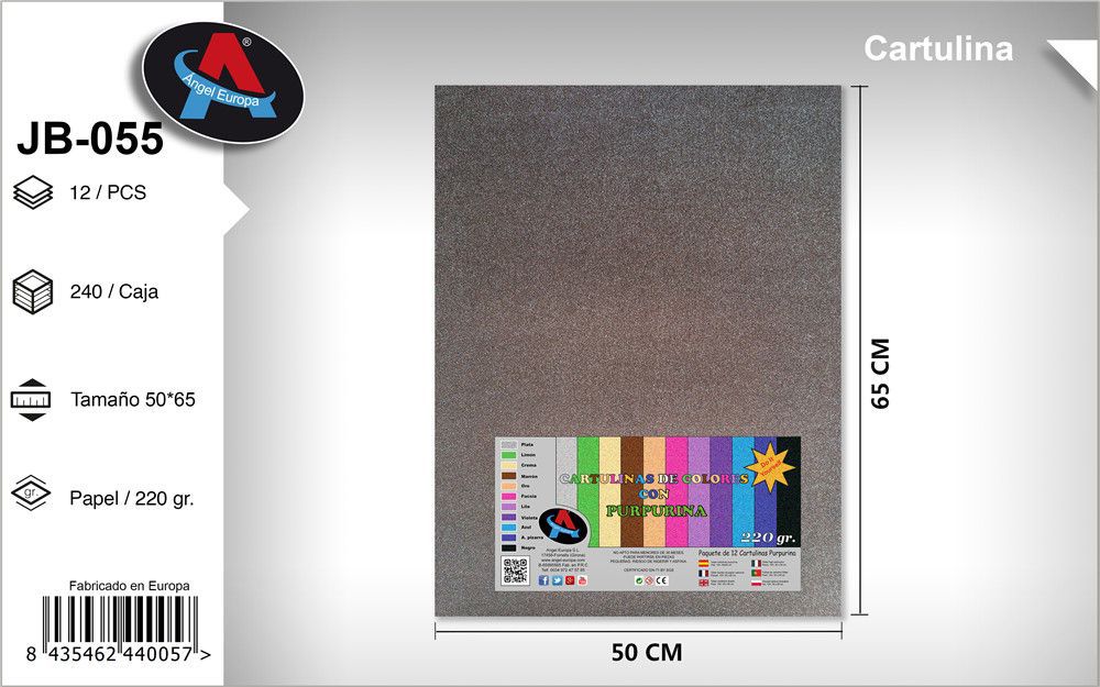 Pack 12 Cartolinas com Purpurina 50 x 65 Cm Castanho