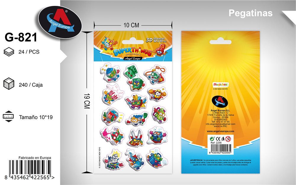 Autocolantes 3D Tema SuperThings 10 x 19 Cm (Modelo 1)