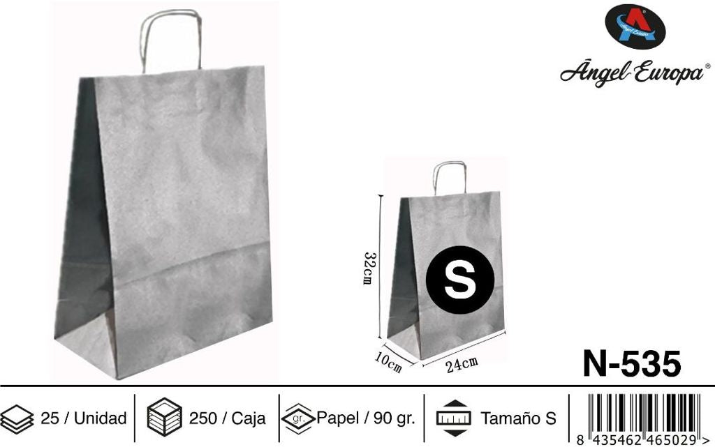 Pack 24 Sacos de Papel Prateado S 24 x 32 x 10 Cm