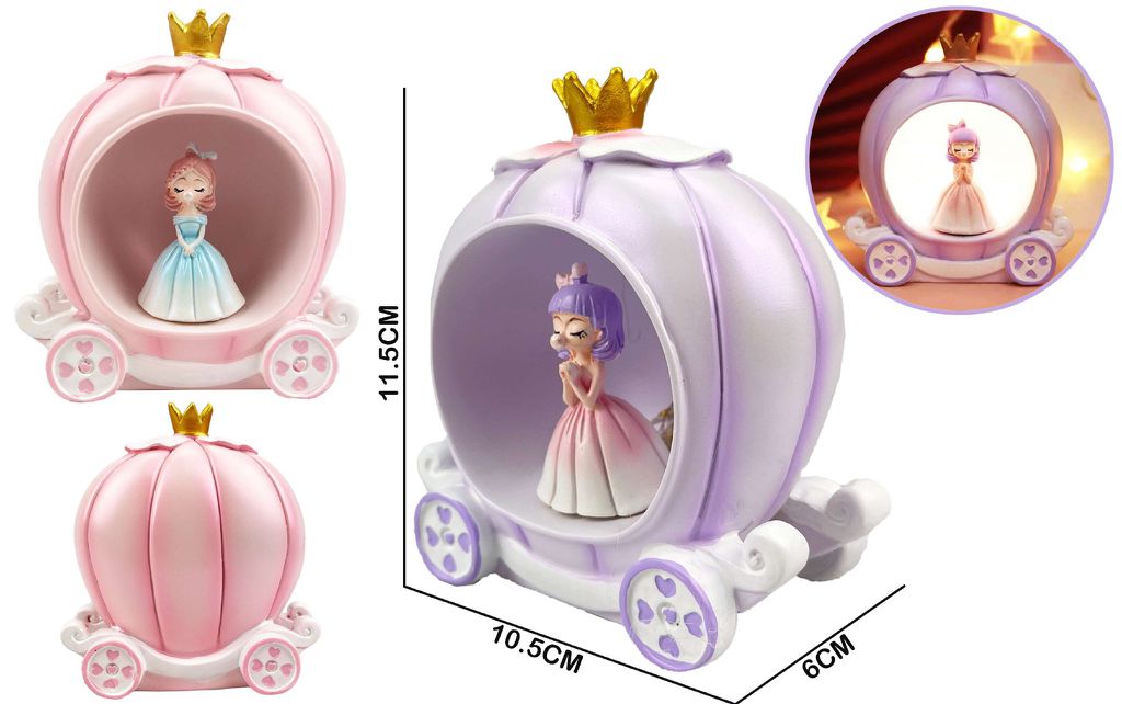 Candeeiro Decorativo Carruagem de Princesa com Luz