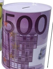 Mealheiro de Metal Notas de Euro 15 x 22 cm - Nota de 500 €