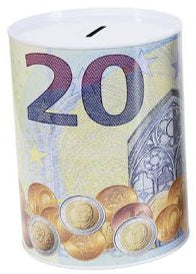 Mealheiro de Metal Notas de Euro 12 x 16 cm - Nota de 20 €