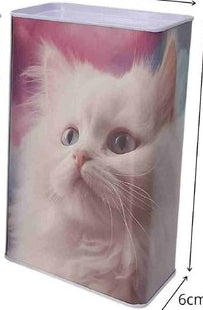 Mealheiro de Metal Retangular Animais 9 x 6 x 17 cm - Gato Branco