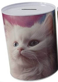 Mealheiro de Metal Animais 12 x 16 cm - Gato Branco