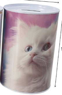 Mealheiro de Metal Animais 10 x 15 cm - Gato Branco