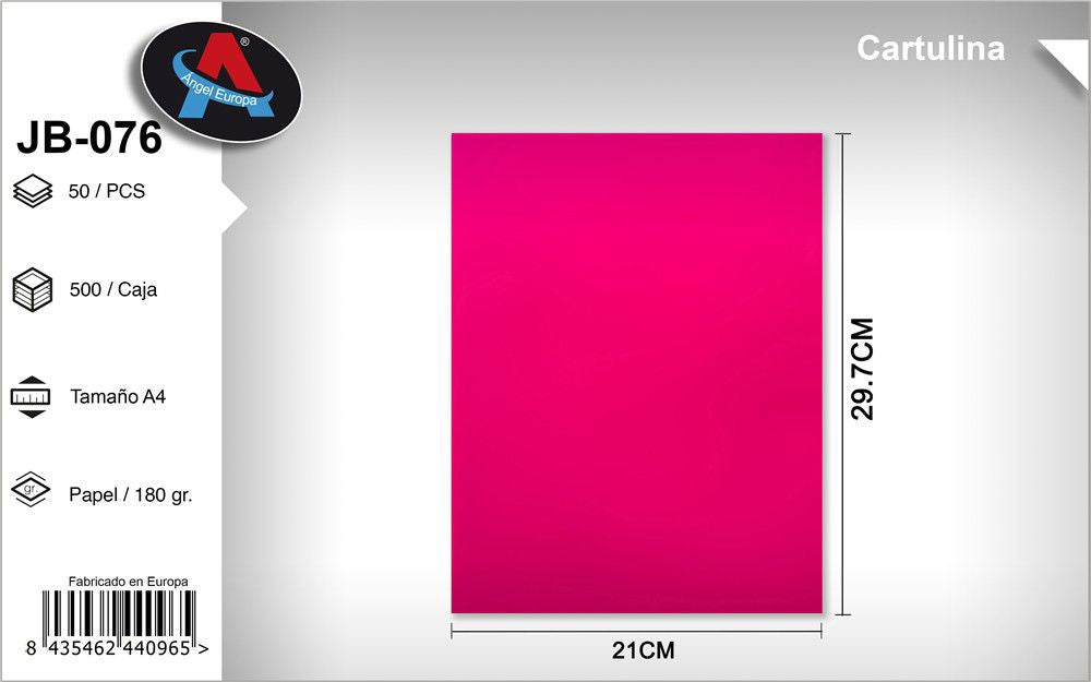 Pack 50 Cartolinas Fluorescentes A4 Fúcsia (Dupla Face)