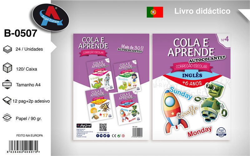 Livro Cola e Aprende - Correção Escolar: Inglês