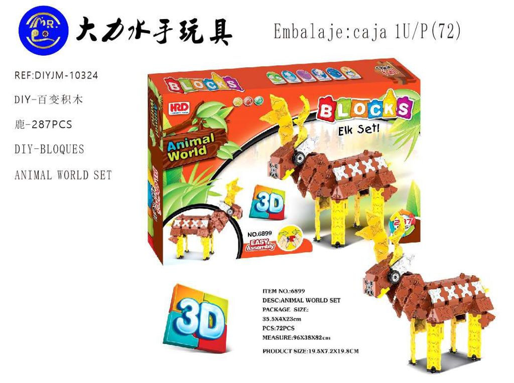 Blocos DIY 3D Veado Animal World 287 Peças