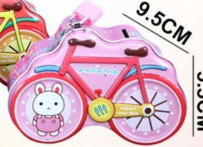 Mealheiro de Metal Bicicleta com Cadeado - Rosa