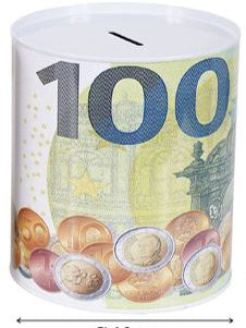 Mealheiro de Metal Notas de Euro 13 x 15 cm - Nota de 100 €