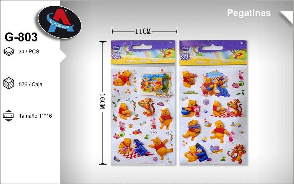 Autocolantes 3D em PVC Tema Winnie the Pooh 11 x 16 Cm