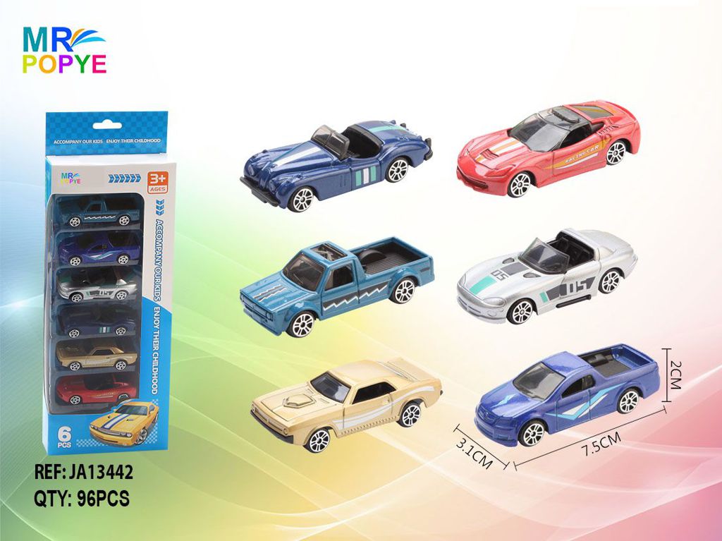 Conjunto de 6 Carros de Cidade de Metal 1:64