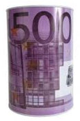 Mealheiro de Metal Notas de Euro 14 x 20 cm - Nota de 500 €