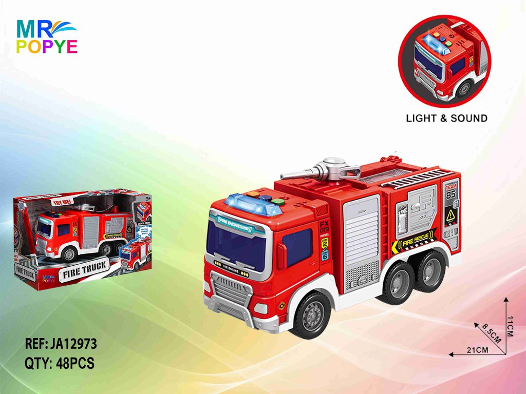 Camião de Bombeiros de Fricção com Luz e Som 1:20