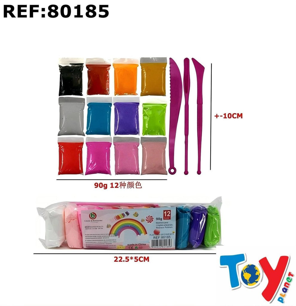 Plasticina Ultraleve 12 Cores 90 g com Ferramentas