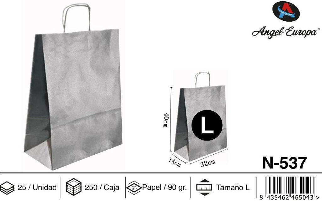 Pack 25 Sacos de Papel Prateado L 32 x 40 x 14 Cm