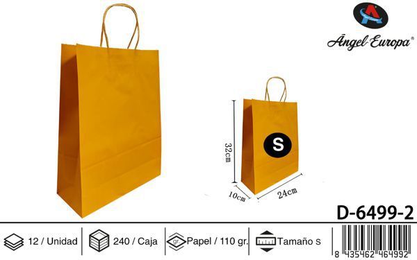 Pack 12 Sacos de Papel Dourado S 24 x 32 x 10 Cm