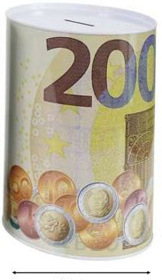 Mealheiro de Metal Notas de Euro 14 x 20 cm - Nota de 200 €