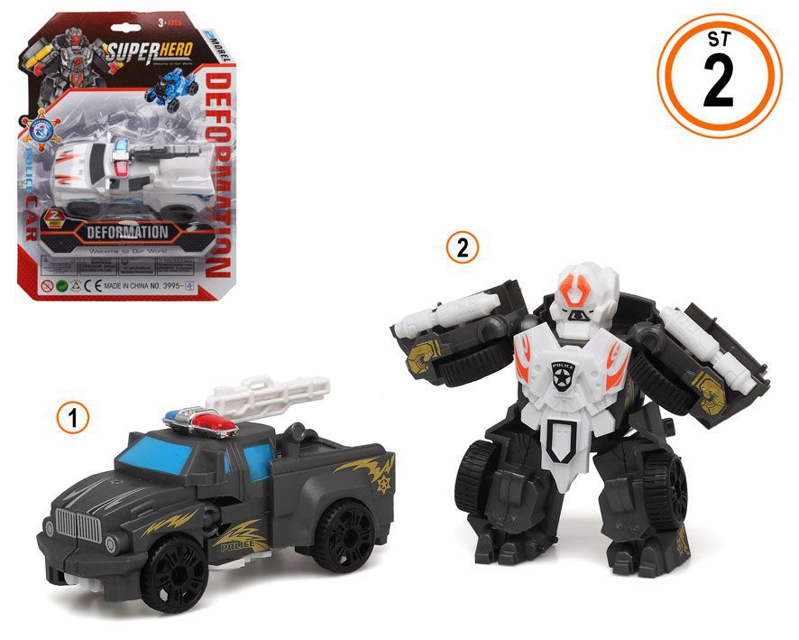 Robô Transformável em Carro de Polícia 25 x 19 Cm