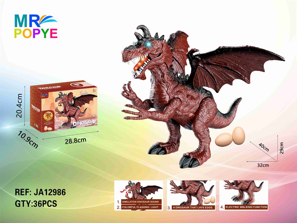 Dinossauro de Um Corno que Põe Ovos com Luz e Música (Modelo 2)
