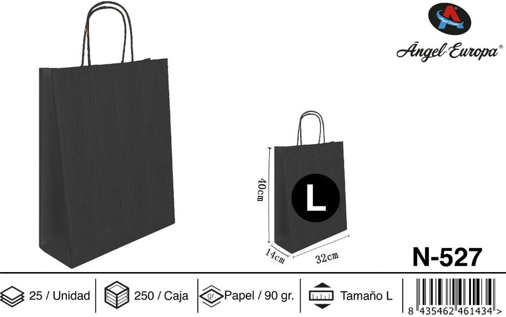 Pack 25 Sacos de Papel Preto L 32 x 40 x 14 Cm