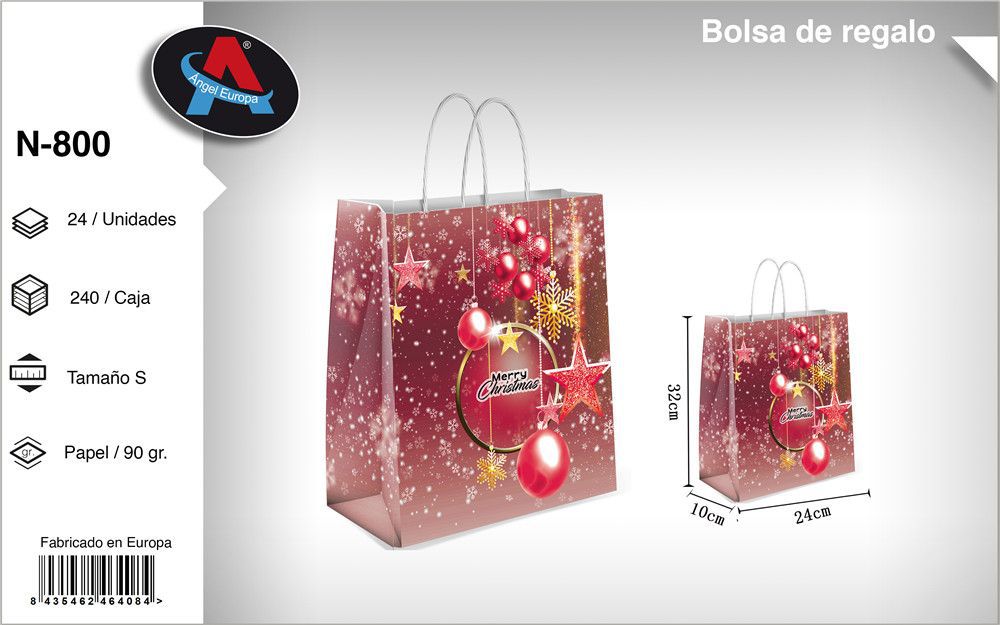 Pack 12 Sacos de Presente de Natal Bolas Vermelhas Tamanho S