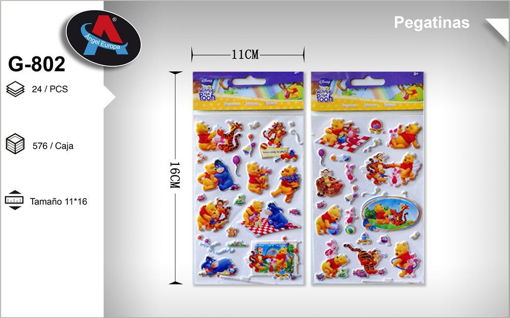Autocolantes 3D em Papel Tema Winnie the Pooh 11 x 16 Cm
