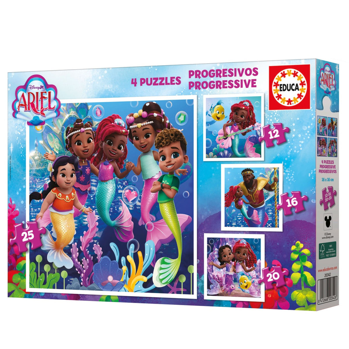Puzzle Educa Progressivos Ariel 12-16-20-25 pçs