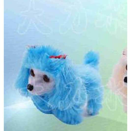 Cão de Peluche com Flores e Música - Azul