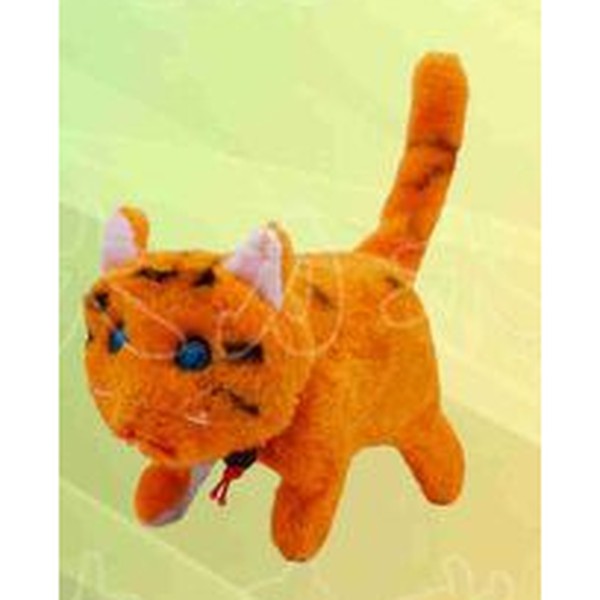 Gato Eletrónico de Peluche que Anda para a Frente e para Trás - Laranja