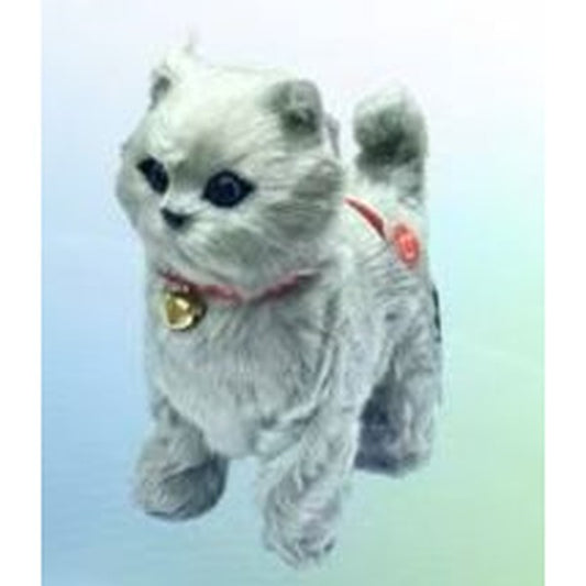 Gato Grande de Peluche com Música - Cinzento