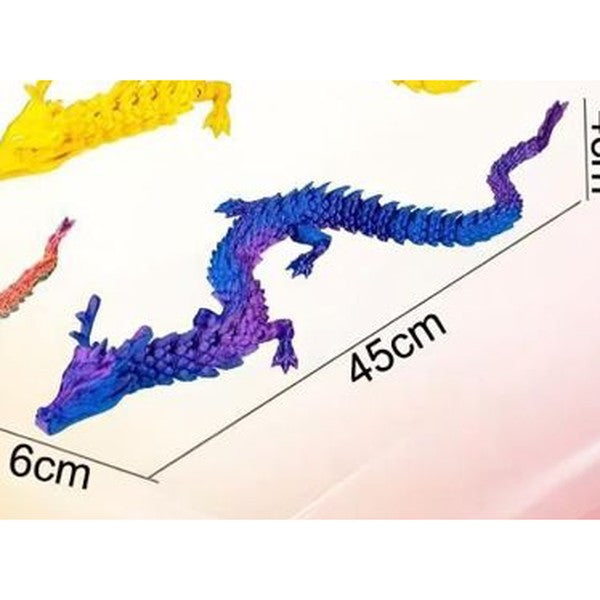 Dragão Chinês 3D 45 cm - Azul e Roxo