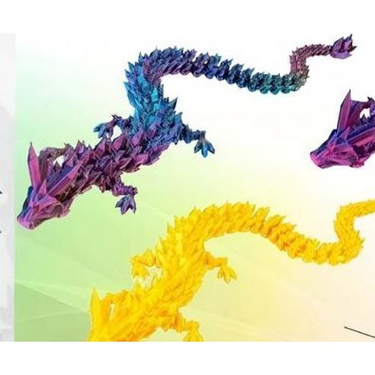 Dragão de Cristal 3D 45 cm - Azul e Roxo