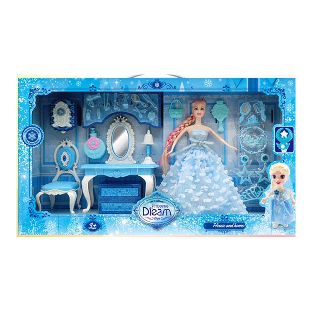 Boneca c/ Tocador de Joias - Vestido Azul