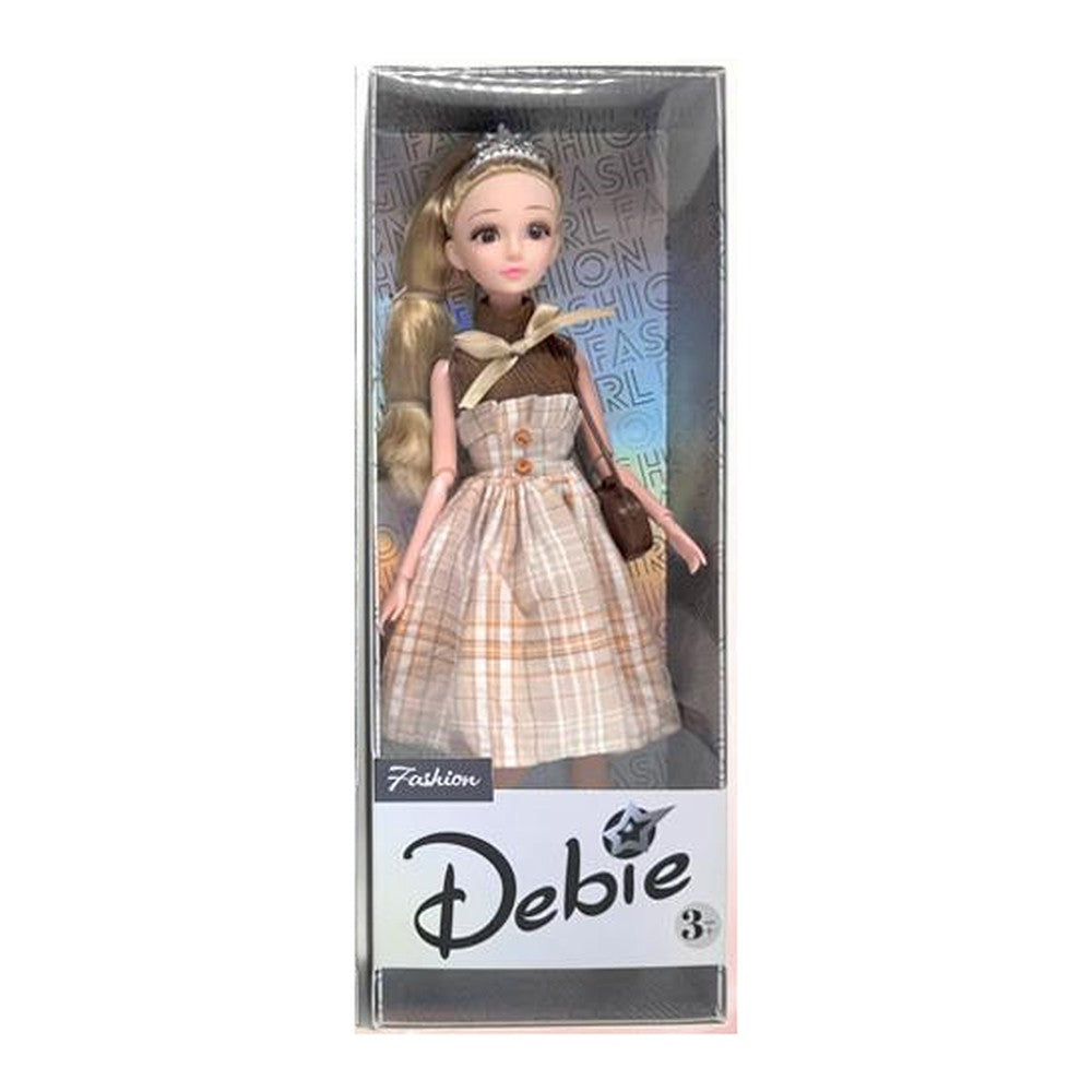 Boneca Debie 29 Cm Altura - Xadrez Bege