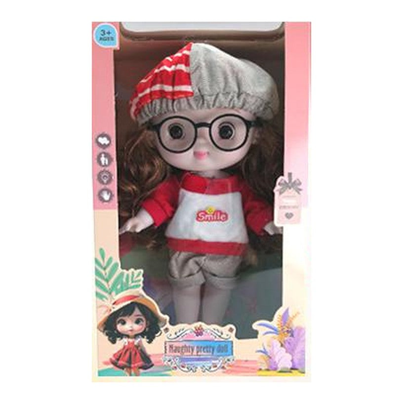 Boneca c/ Som e Luz 30 Cm Altura - Boina às Riscas