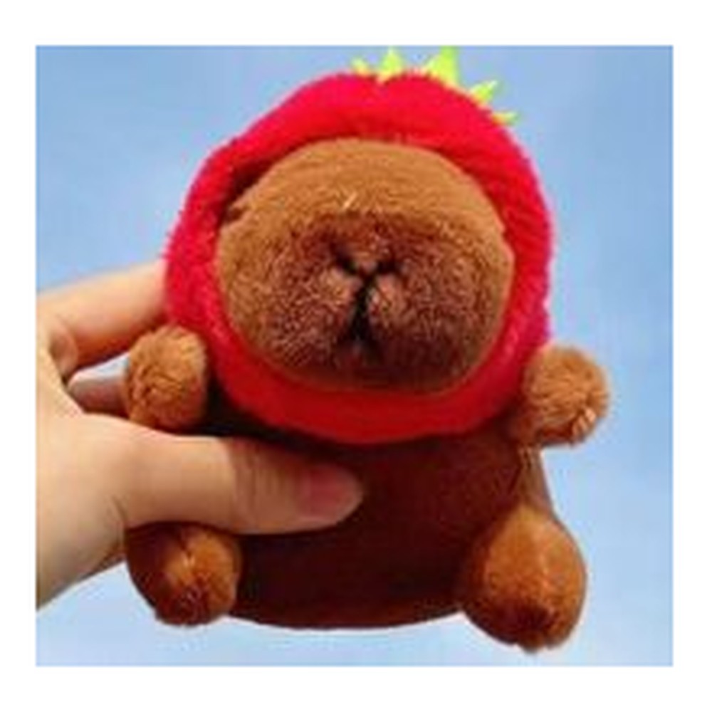 Peluche/Porta-Chaves Capivara - Capuz Morango