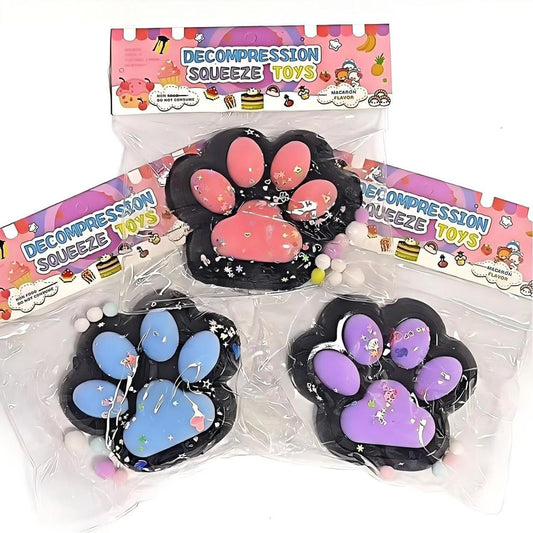 Squishy Pata de Gato Preta, Azul e Roxa