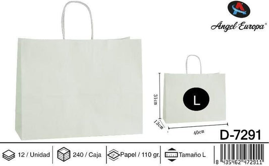 Pack 12 Sacos de Papel Horizontais Branco L 40 x 31 x 13 Cm