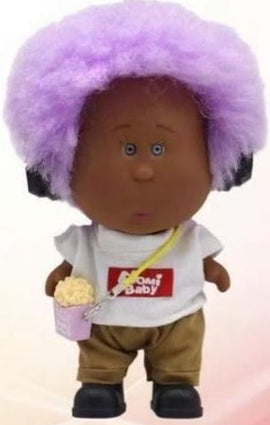 Boneco Nomi Bubu com Cabelo Fofo 17 Cm - Cabelo Lilás e T-shirt Branca