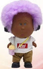 Boneco Nomi Bubu com Cabelo Fofo 17 Cm - Cabelo Lilás e T-shirt Branca