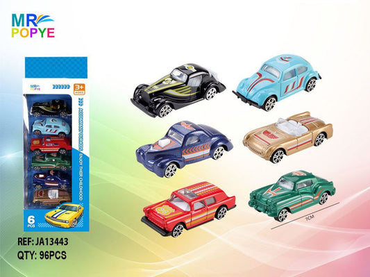 Conjunto de 6 Carros Clássicos de Metal 1:64