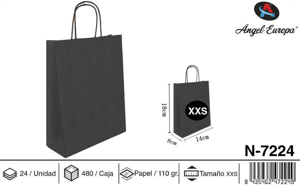 Pack 24 Sacos de Papel Preto XXS 14 x 18 x 8 Cm