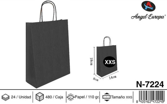 Pack 24 Sacos de Papel Preto XXS 14 x 18 x 8 Cm