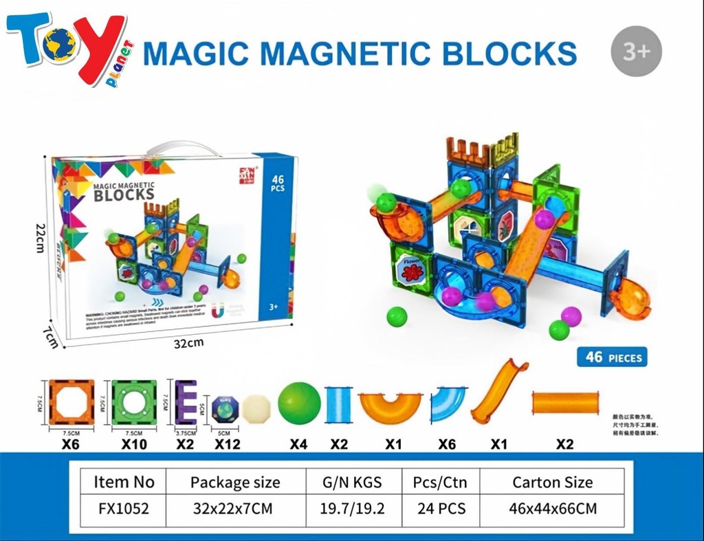 Blocos Magnéticos Mágicos 46 Peças